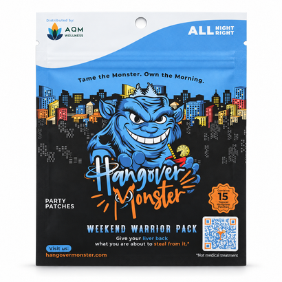Hangover Monster Recovery Patch - 30-Day Supply; actual pouch photograph (one pouch shown)