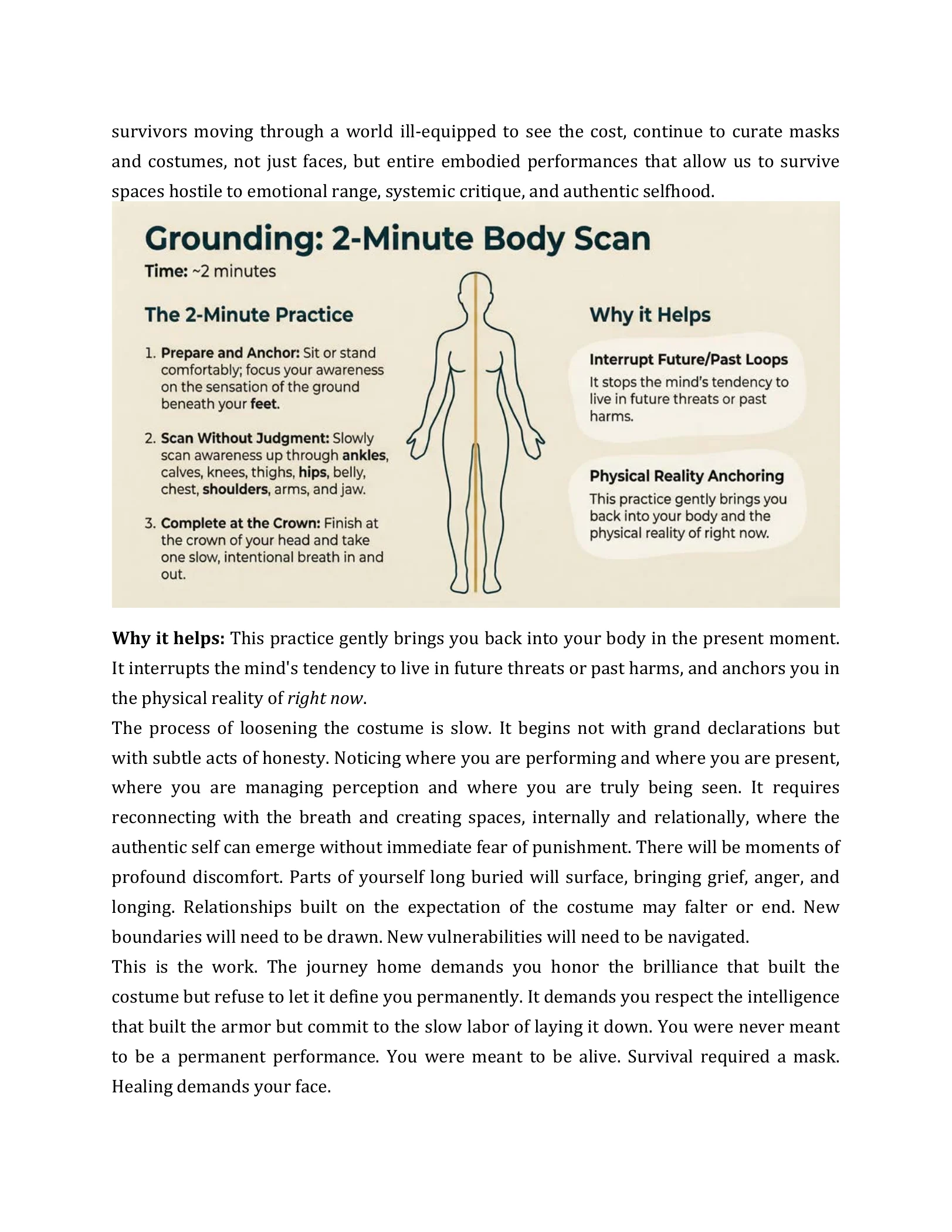 An original Journey from the Edge page with a grounding body-scan exercise.